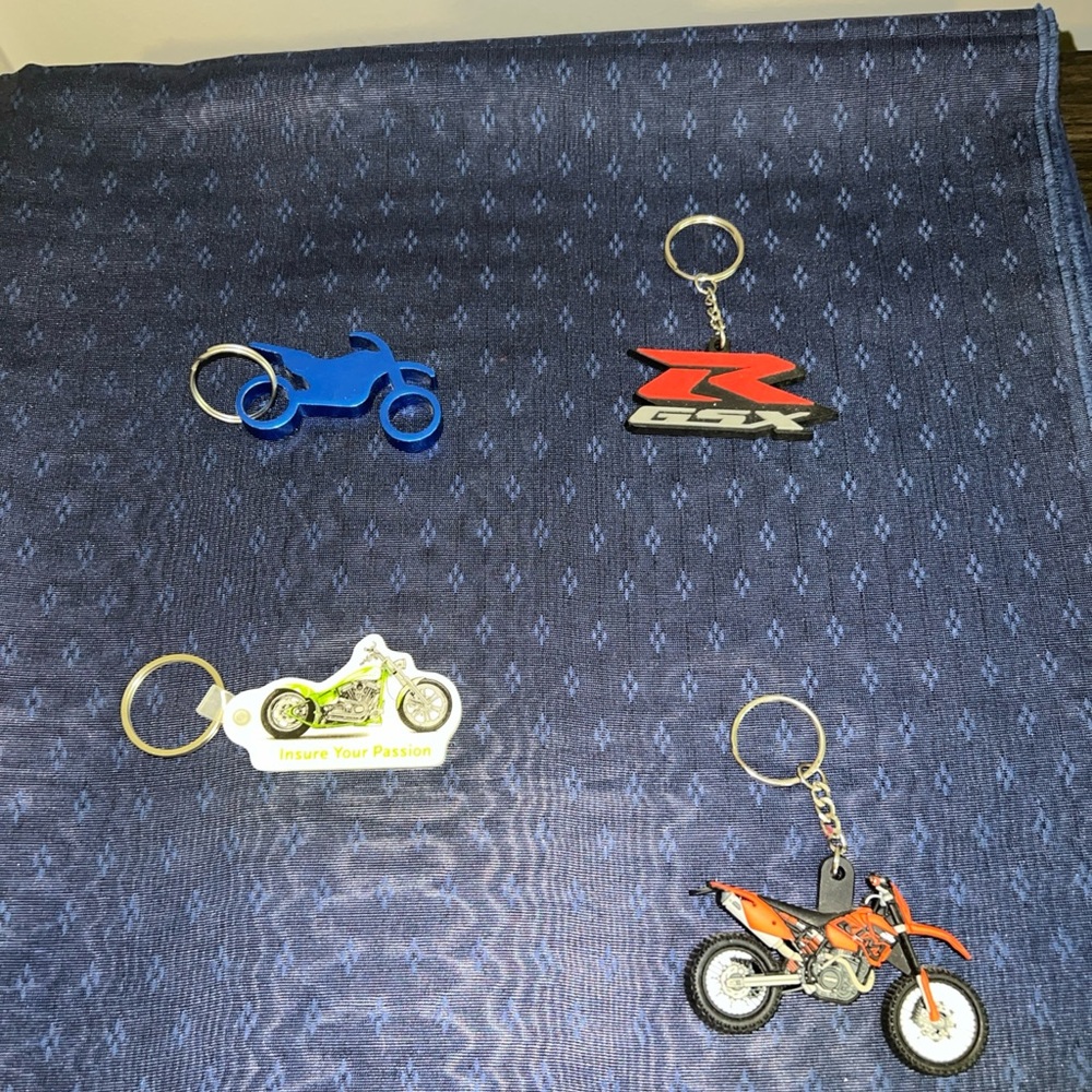 Lot Of 4 Motorcycle Bike Theme Keychains Riding Sport